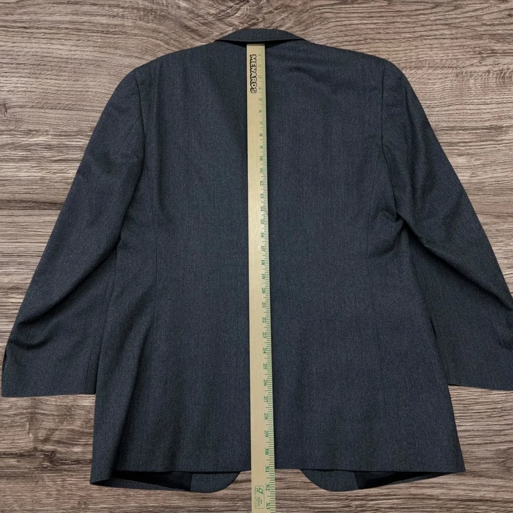 Burberrys Vintage Mens Pure Wool Blazer Sport Coat Charcoal Gray USA Made 44R